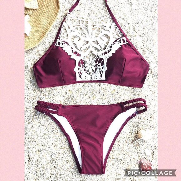 Macrame Lace Purple Bikini Med - Picture 1 of 6